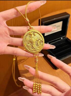 雅乔金店项链凤凰于飞沙金吊坠