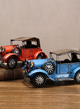 热销复古怀旧老式汽车模型创意老爷车桌面摆件客厅酒柜书架家居装