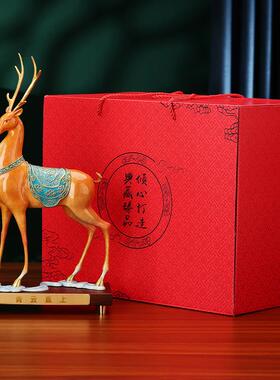 黄铜鹿摆礼件《青云直鹿》家居客厅办平步青云公室装开饰品 业领