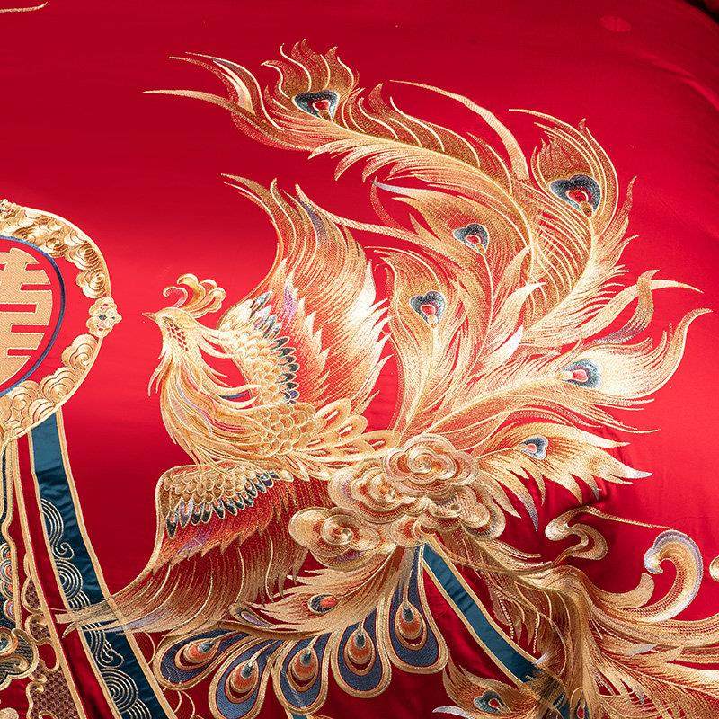 14s支全婚庆四件0组大六红色龙凤婚房床上用棉品喜被子结YAMU-CPL,淘宝优惠券,粉丝福利购,淘宝优惠卷