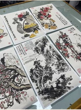 清末吴昌硕花卉册页7桢真迹微喷