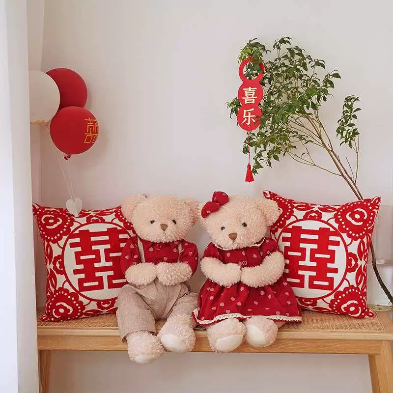 Новые свадебные подарки для пар с высококачественными куклами для кровати, пара свадебных подушек, свадебные куклы, украшения дома в виде медвежьей пары