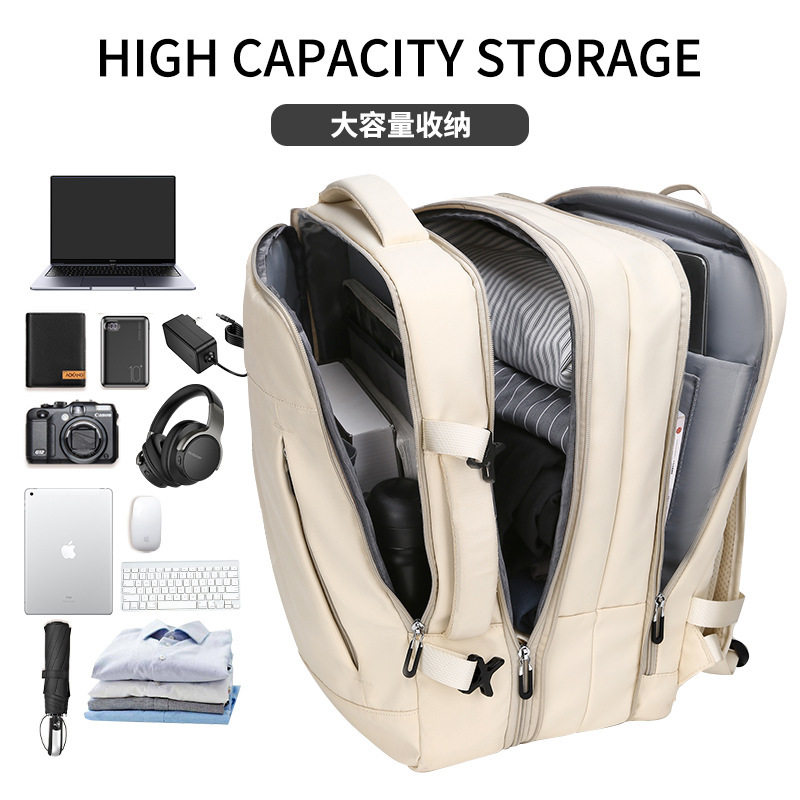 休闲双肩包男女大容量防水电脑包多功能行李出差扩容旅游背包,淘宝优惠券,粉丝福利购,淘宝优惠卷