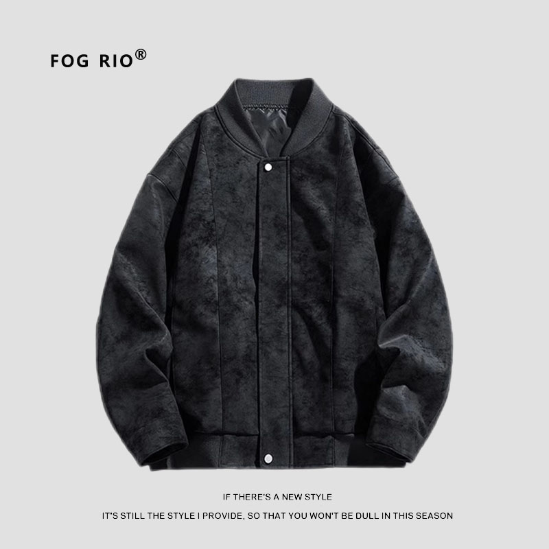 FOG RIO美式复古PU皮外套款休闲春秋冬季潮牌情侣款飞行员夹克