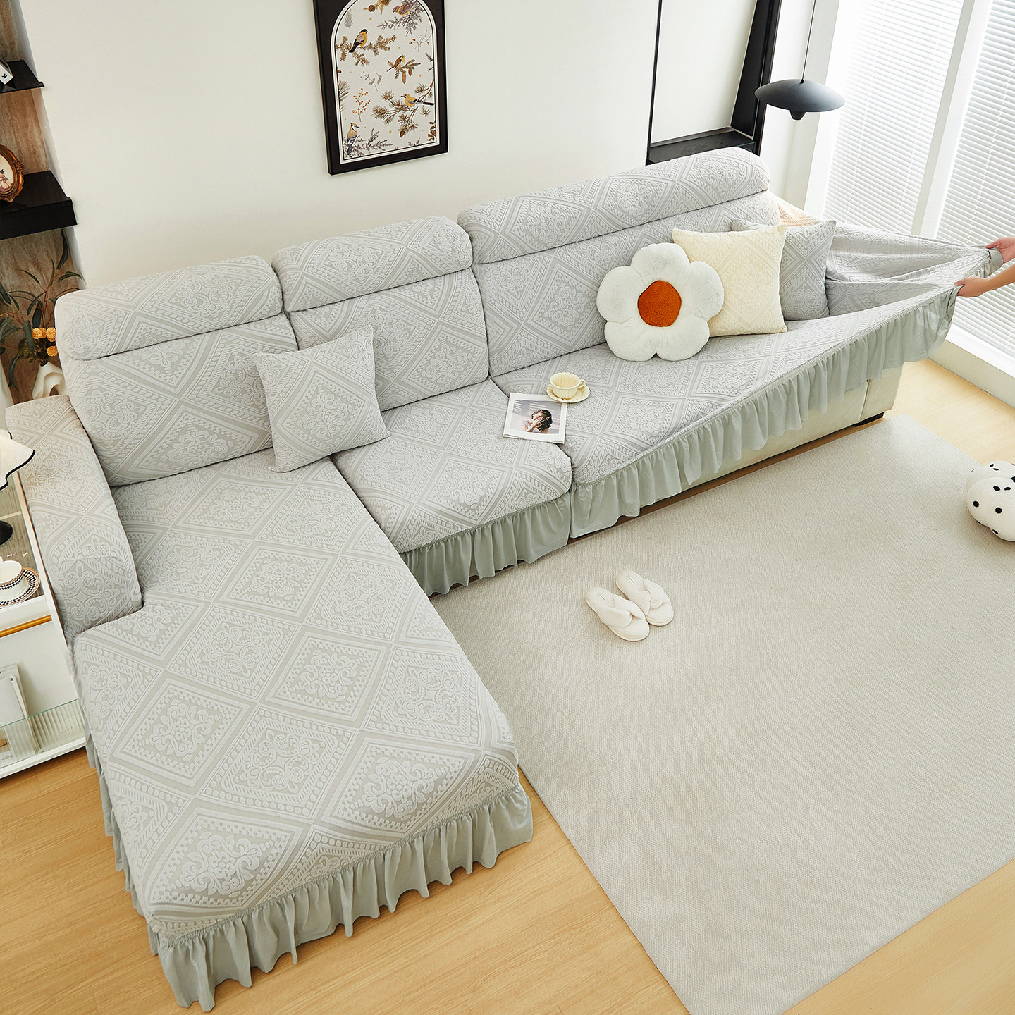 沙发套罩新款2025全包型四季带裙边贵妃组合套装防猫抓防尘保护套,淘宝优惠券,粉丝福利购,淘宝优惠卷