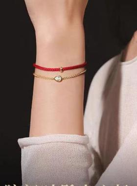何方陈都灵同款水滴红绳双层手链