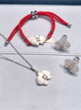 何方蝴蝶兰红绳手链国风陈都灵女