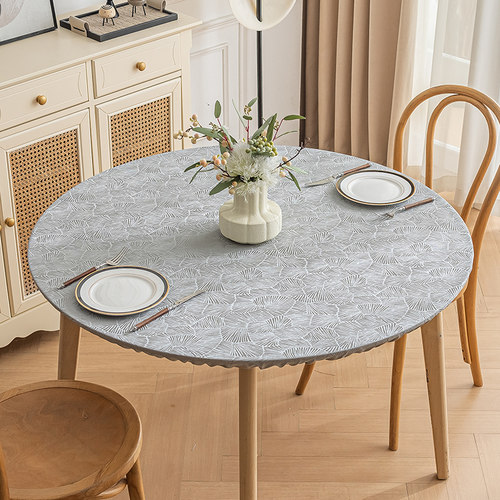 圆桌套松紧带防滑转盘套防水防油防烫免洗餐桌布酒店饭店家用台布 - 图3