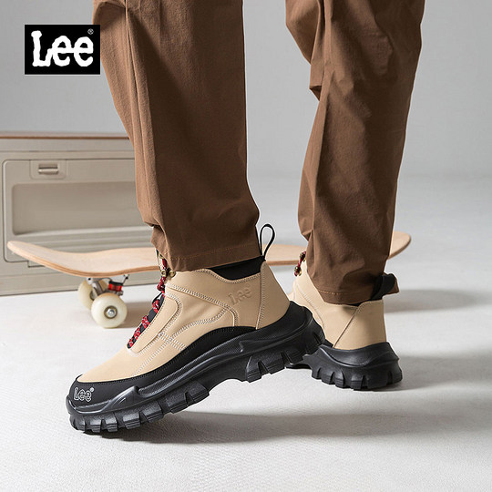 Lee官方男鞋2025冬季季新款男士休闲高帮鞋厚底雪地靴工装马丁靴