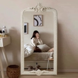 Французское ретро резное зеркало в полный рост, европейское белое напольное зеркало, магазин одежды, украшение для спальни, камина, большое зеркало