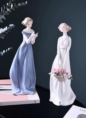 欧式陶瓷摆件家居饰品客厅电视柜玄关酒柜装饰品西洋美女工艺礼品