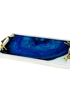 样板房饰品卫生间摆件浴室柜洗手台大理石金属陶瓷展厅样板间托盘