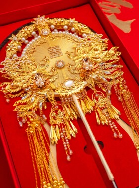 团扇新娘结婚蚕丝扇diy材料包中国非遗手工双面高级秀禾团扇成品