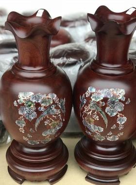 供应越南铁梨木花瓶镶贝壳花瓶居家办公室木制工艺品花瓶摆件