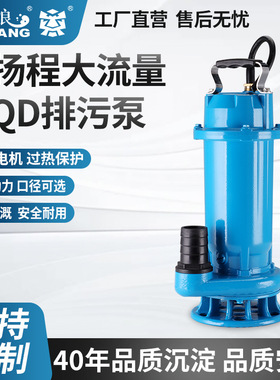 包邮WQ无堵塞排污220V大流量高扬程家用小型污水泵QDX潜水泵380V