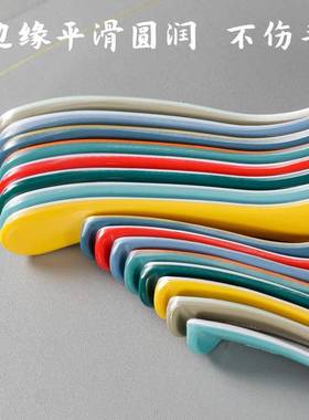 北欧风密胺餐具勺子餐厅饭店商用双色汤勺塑料汤匙调羹彩色仿瓷勺