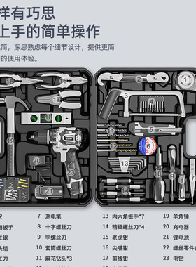 工具箱家用套装小钢炮电钻收纳箱多功能五金电工车载维修电钻全套