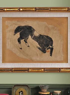 法式小众艺术复古客厅装饰画北欧餐厅玄关壁画常玉动物挂画金钱豹