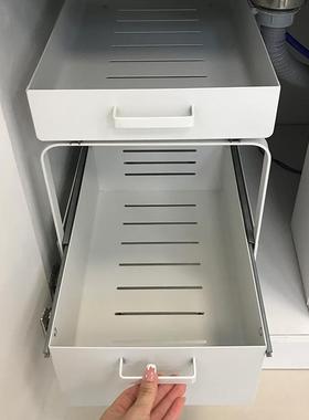 xyt厨房下水槽收纳架双层抽屉式置物架橱柜内瓶罐碗碟储物多功能