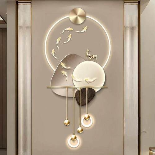 石来运转客厅电视背景墙格栅挂画 画高档立体LED壁灯玄关走廊装饰 - 图3