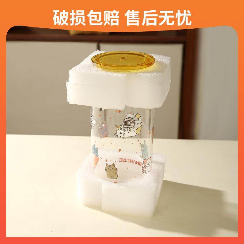 玻璃杯子大容量伴手礼高颜值带盖水杯吸管杯高硼硅玻璃杯,淘宝优惠券,粉丝福利购,淘宝优惠卷