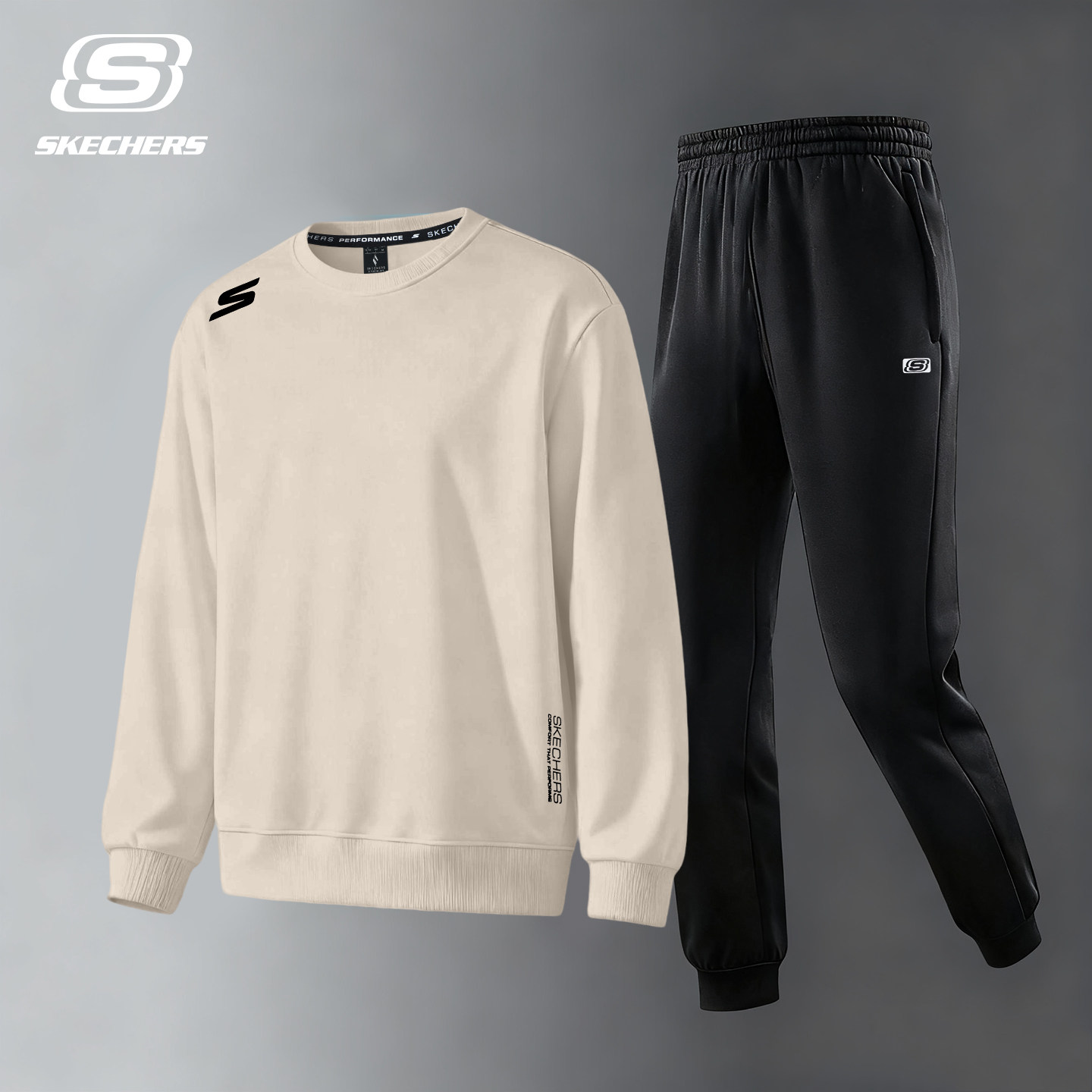 斯凯奇运动服套装男卫衣卫裤秋冬季加绒新款跑步篮球锻炼上衣外套,淘宝优惠券,粉丝福利购,淘宝优惠卷