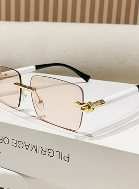 欧洲站2025新款欧美无框墨镜女高级感渐变双色镜腿时尚街拍太阳镜