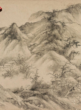 徐贲溪山无尽图卷明代国画微喷
