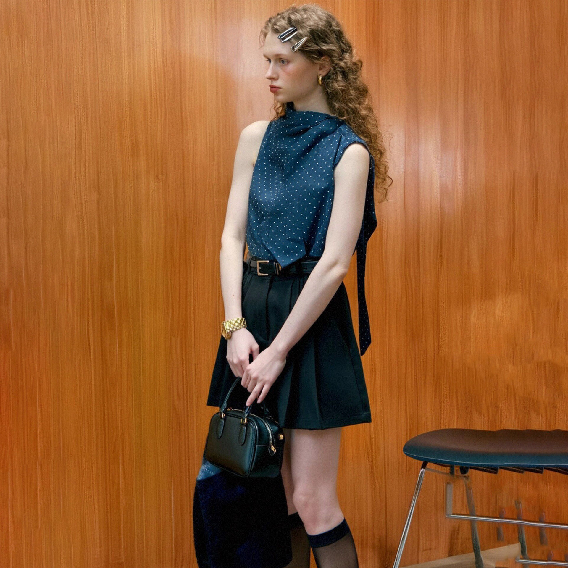 【卓芝】法式设计感波点无袖T恤女2025夏季新款修身显瘦气质上衣