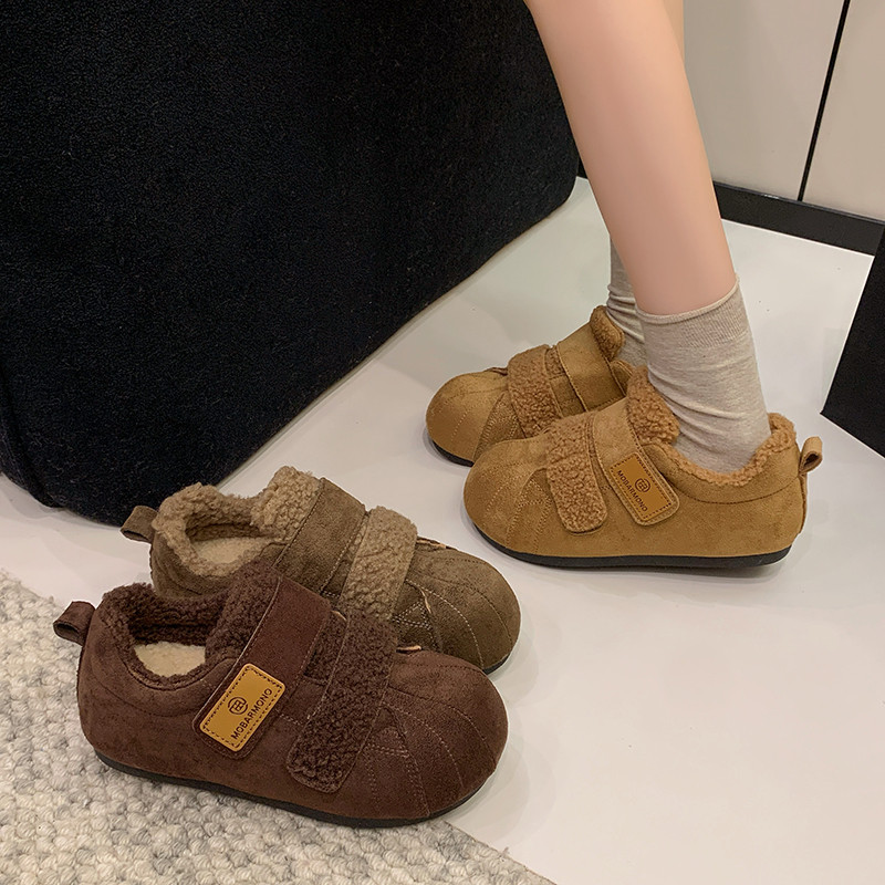 贝壳头反绒勃肯板鞋女2025冬季新款魔术贴厚底加绒棉鞋保暖毛毛鞋,淘宝优惠券,粉丝福利购,淘宝优惠卷