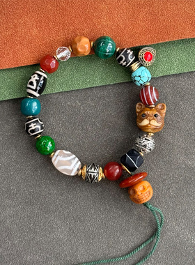 藏传回流骨多宝手链牦牛骨阿呆料器星月菩提玛瑙天珠骆驼骨手串