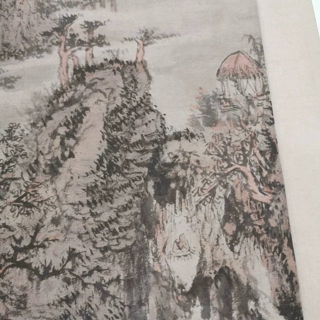髡残层岩叠壑图复古书画山水国画真迹微喷仿古复制装裱挂轴装饰画 - 图1