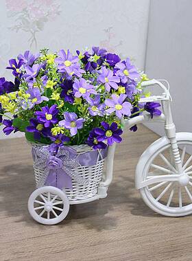 假花花摆件插花塑料花束装饰品摆放摆设小花车客厅卧室内花艺