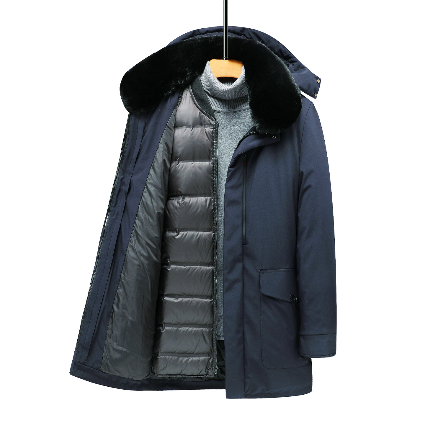 红蜻蜓中年男士冬季羽绒服绒休闲保暖新款中老年爸爸冬装连帽外套