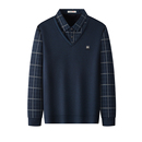 红蜻蜓男士假两件毛衣加绒加厚冬季新款休闲