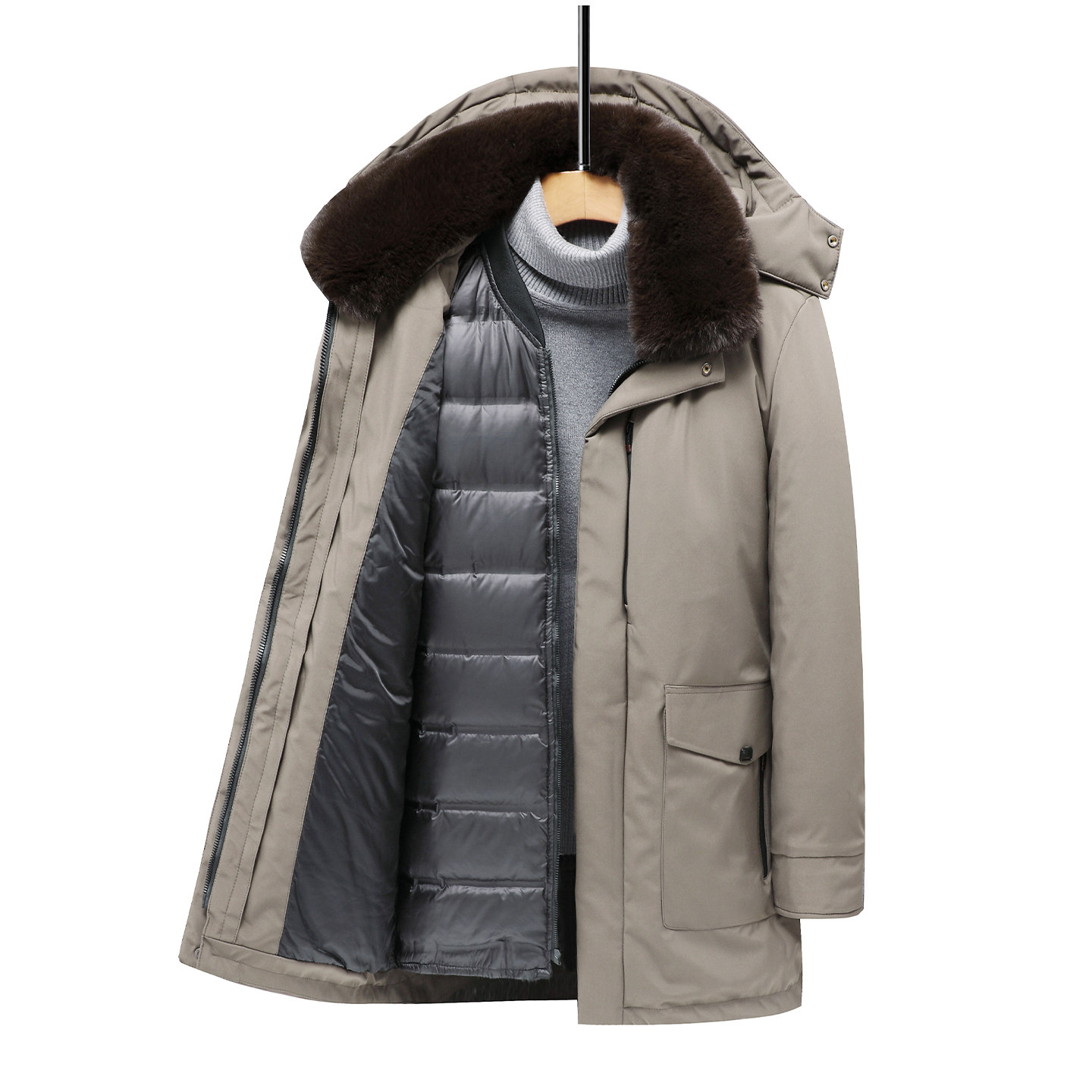 红蜻蜓中年男士冬季羽绒服绒休闲保暖新款中老年爸爸冬装连帽外套