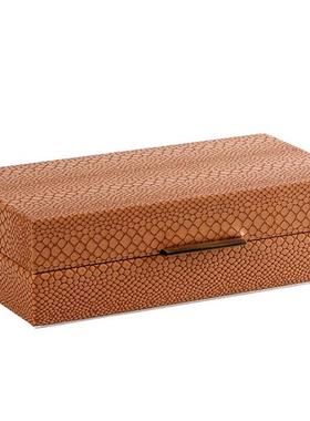 中式皮革收纳盒样板房售楼处家具卖场玄关隔断柜软装搭配盒子摆件