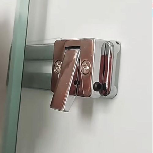 移门锁屏风免打孔锁淋浴房双门平移免开孔黑隔断门无孔锁玻璃锁 - 图1