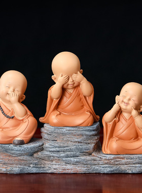禅意小和尚佛系摆件电视柜家居客厅迷你玩偶茶桌装饰创意盆景礼品