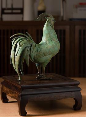 铜公鸡饰品十二生肖鸡金鸡报纸家客厅入口办公室装饰桌面陈设