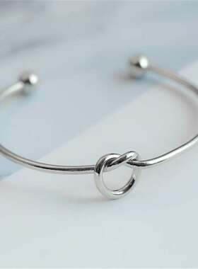 欧美金属爱心打结手镯女diy手链开口玫瑰金手饰品新娘部落扭结