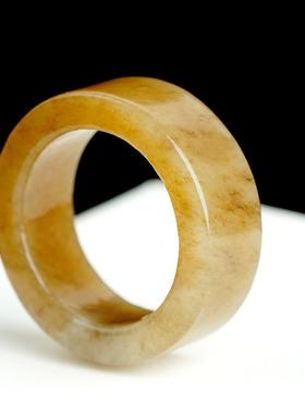 糖色和田玉扳指女款且末糖戒指糖玉戒指女素圈真玉戒圈玉指环女士