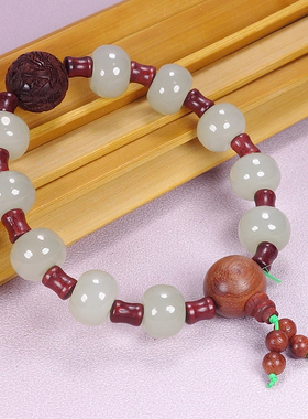 天然和田玉玉石简约时尚新中式和田玉佛珠手串高品质手链