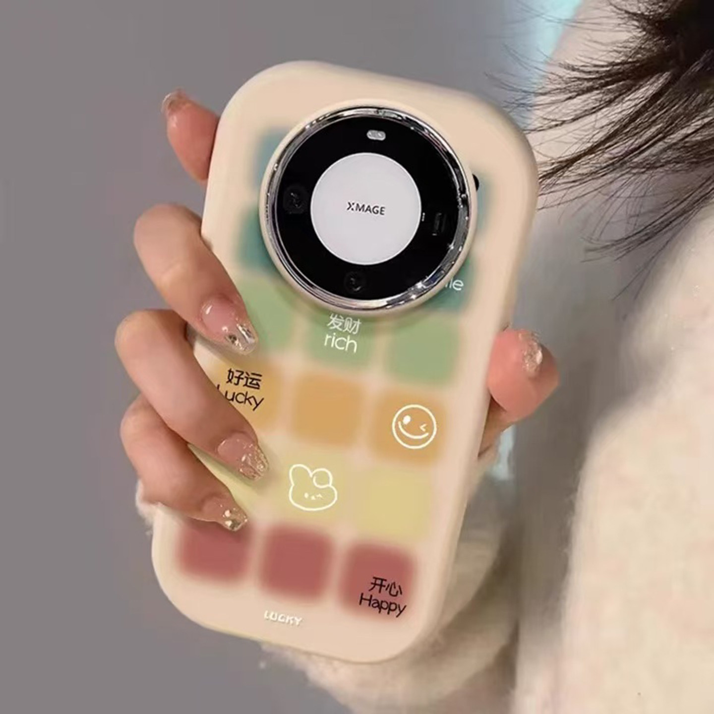 彩色方块笑脸适用于小米17promax手机壳15/14pro/13ultarcivi5红米K90K80EK70/K60pro女Note15pro+镜框保护套 - 图1