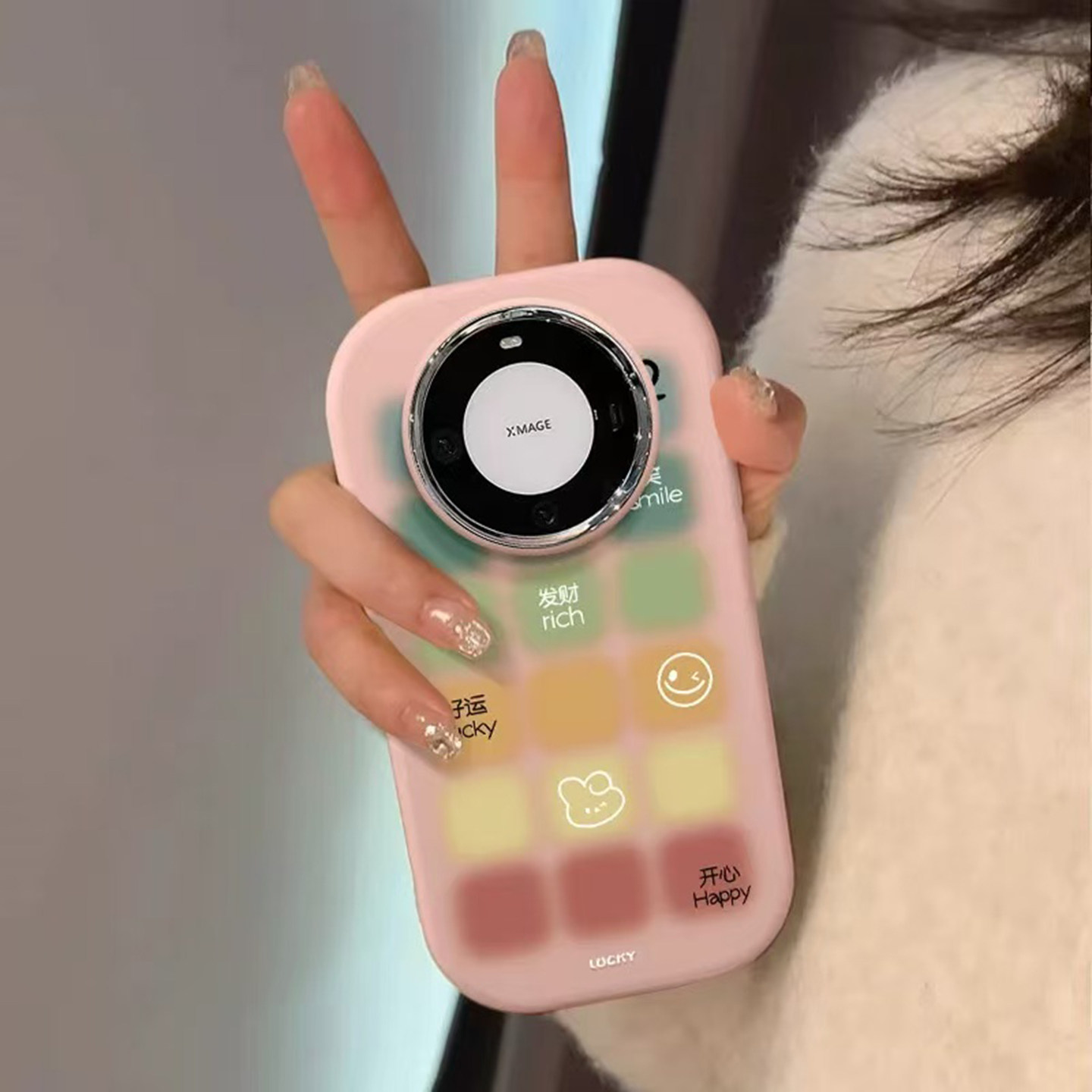 彩色方块笑脸适用于小米17promax手机壳15/14pro/13ultarcivi5红米K90K80EK70/K60pro女Note15pro+镜框保护套 - 图3