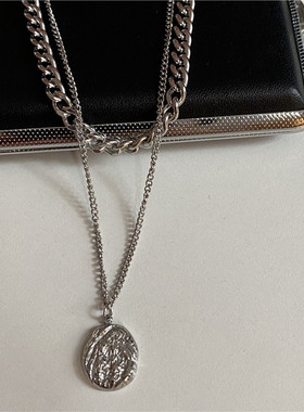 欧美气质钛钢简约新款双层毛衣链项链女ins潮网红个性冷淡风锁骨