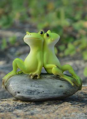 创意可爱小乌龟树脂青蛙摆件田园花盆景盆栽动物彷真微景观情人节