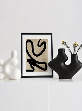 ins侘寂风现代抽象酒柜装饰品摆件小众艺术异形陶瓷花瓶家居软装