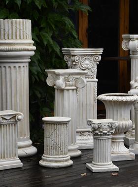 欧式花盆罗马柱摆件婚庆婚礼道具柱子底座覆古花园庭院阳台装饰