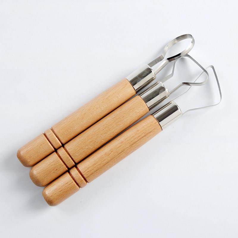 陶艺修坯刀7寸粗柄手工diy精修刀陶泥泥塑拉坯木棍刮刀三件套工具,淘宝优惠券,粉丝福利购,淘宝优惠卷